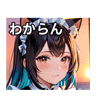 猫耳のグラデーションヘア ＆ 満足げな表情（個別スタンプ：22）