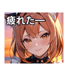 猫耳のグラデーションヘア ＆ 満足げな表情（個別スタンプ：23）