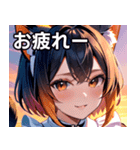 猫耳のグラデーションヘア ＆ 満足げな表情（個別スタンプ：27）