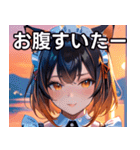 猫耳のグラデーションヘア ＆ 満足げな表情（個別スタンプ：28）