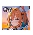 猫耳のグラデーションヘア ＆ 満足げな表情（個別スタンプ：39）