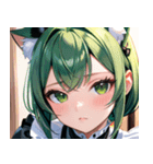 猫耳の緑髪 ＆ 夢見るような表情0（個別スタンプ：1）