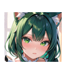 猫耳の緑髪 ＆ 夢見るような表情0（個別スタンプ：3）