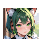 猫耳の緑髪 ＆ 夢見るような表情0（個別スタンプ：4）
