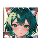 猫耳の緑髪 ＆ 夢見るような表情0（個別スタンプ：5）