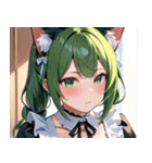 猫耳の緑髪 ＆ 夢見るような表情0（個別スタンプ：7）