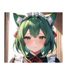猫耳の緑髪 ＆ 夢見るような表情0（個別スタンプ：8）