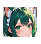 猫耳の緑髪 ＆ 夢見るような表情0（個別スタンプ：9）