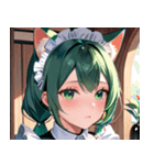 猫耳の緑髪 ＆ 夢見るような表情0（個別スタンプ：10）