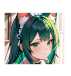 猫耳の緑髪 ＆ 夢見るような表情0（個別スタンプ：11）