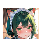 猫耳の緑髪 ＆ 夢見るような表情0（個別スタンプ：14）