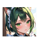 猫耳の緑髪 ＆ 夢見るような表情0（個別スタンプ：15）