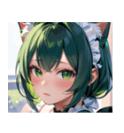 猫耳の緑髪 ＆ 夢見るような表情0（個別スタンプ：16）