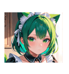 猫耳の緑髪 ＆ 夢見るような表情0（個別スタンプ：17）