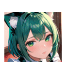 猫耳の緑髪 ＆ 夢見るような表情0（個別スタンプ：18）