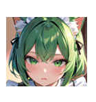 猫耳の緑髪 ＆ 夢見るような表情0（個別スタンプ：19）