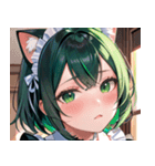猫耳の緑髪 ＆ 夢見るような表情0（個別スタンプ：20）