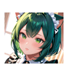 猫耳の緑髪 ＆ 夢見るような表情0（個別スタンプ：21）