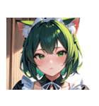 猫耳の緑髪 ＆ 夢見るような表情0（個別スタンプ：22）