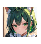 猫耳の緑髪 ＆ 夢見るような表情0（個別スタンプ：23）