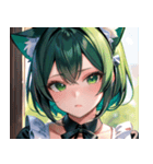 猫耳の緑髪 ＆ 夢見るような表情0（個別スタンプ：24）