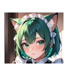 猫耳の緑髪 ＆ 夢見るような表情0（個別スタンプ：25）