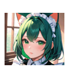 猫耳の緑髪 ＆ 夢見るような表情0（個別スタンプ：28）