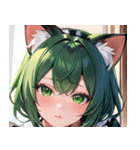 猫耳の緑髪 ＆ 夢見るような表情0（個別スタンプ：29）