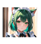 猫耳の緑髪 ＆ 夢見るような表情0（個別スタンプ：30）