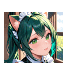 猫耳の緑髪 ＆ 夢見るような表情0（個別スタンプ：31）