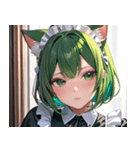 猫耳の緑髪 ＆ 夢見るような表情0（個別スタンプ：32）