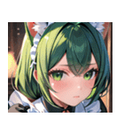 猫耳の緑髪 ＆ 夢見るような表情0（個別スタンプ：33）
