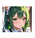 猫耳の緑髪 ＆ 夢見るような表情0（個別スタンプ：34）