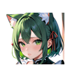 猫耳の緑髪 ＆ 夢見るような表情0（個別スタンプ：35）