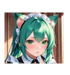 猫耳の緑髪 ＆ 夢見るような表情0（個別スタンプ：36）
