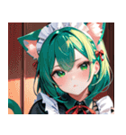 猫耳の緑髪 ＆ 夢見るような表情0（個別スタンプ：37）
