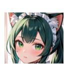 猫耳の緑髪 ＆ 夢見るような表情0（個別スタンプ：39）
