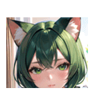 猫耳の緑髪 ＆ 夢見るような表情0（個別スタンプ：40）
