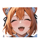 猫耳のオレンジ髪 ＆ ワクワクした表情（個別スタンプ：14）
