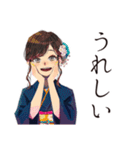 おしとやか着物女子のお食事お誘い（個別スタンプ：14）