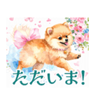 水彩感じるポメラニアンスタンプ（個別スタンプ：8）