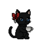 ダーク猫ドットスタンプ（個別スタンプ：30）