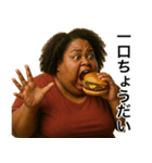 食いしん坊の黒人デブ(女)（個別スタンプ：18）