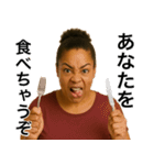 食いしん坊の黒人デブ(女)（個別スタンプ：29）