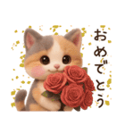 【敬語】ふわふわ三毛猫3D/Vol.1（個別スタンプ：36）
