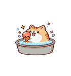 お風呂猫 アイスを食べる,（個別スタンプ：32）