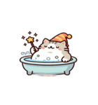 お風呂猫 静かに聞いてる,（個別スタンプ：23）