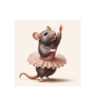[アレンジ用]ネズミのバレリーナ（個別スタンプ：9）