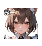 猫耳のアッシュブラウン ＆ 真剣な表情（個別スタンプ：6）