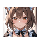 猫耳のアッシュブラウン ＆ 真剣な表情（個別スタンプ：14）
